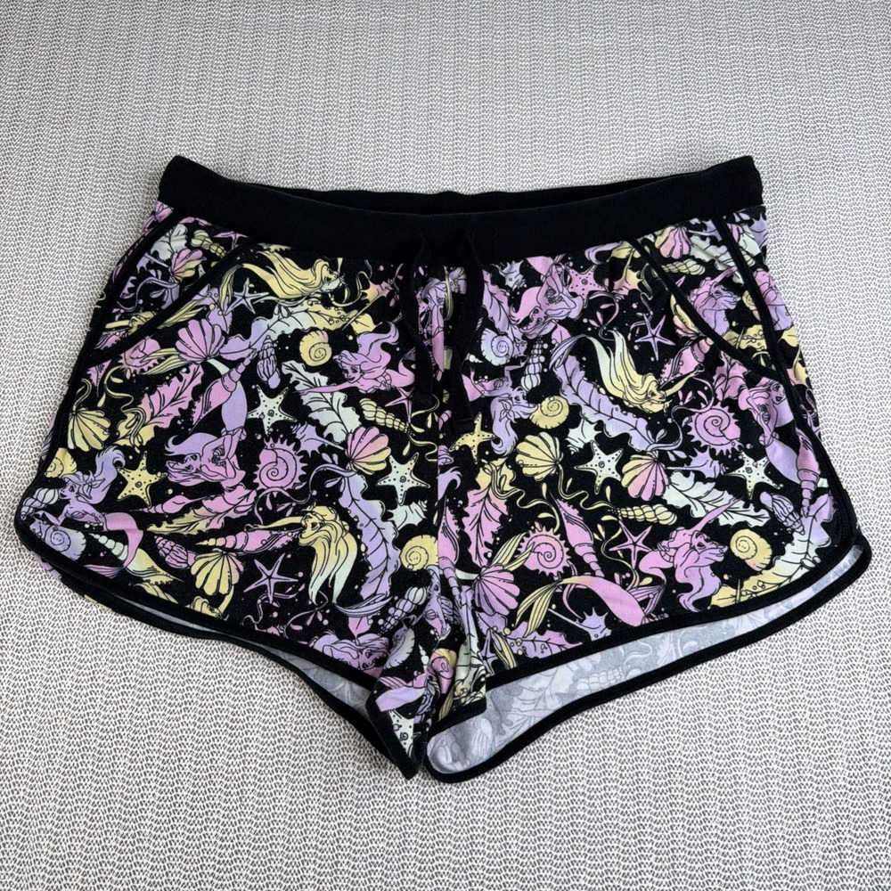 Disney Ariel Women's Lounge Shorts Size 2 Black Little Mermaid Pajama Shorts